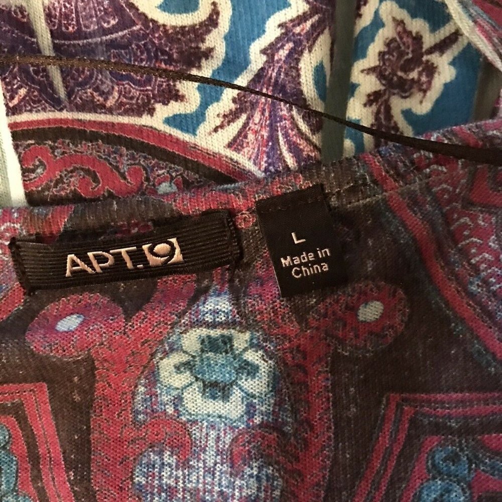 APT 9 Size M - L. 3/4 Sleeves. Empire Tunic Top. Embellished. Stretch. B11 - Picture 6 of 8